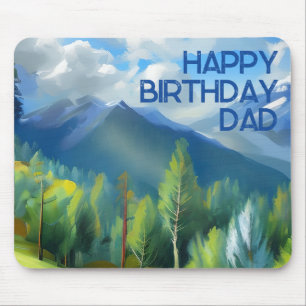 Mousepad Montanha Cena Pintura Feliz Pai de Aniversário