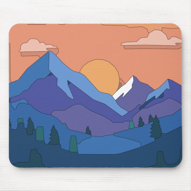 Mousepad Montanha Geométrica Sunset (Frente)