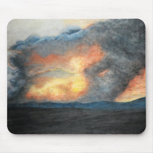 Mousepad montanhas em chamas (aquarela) (Frente)