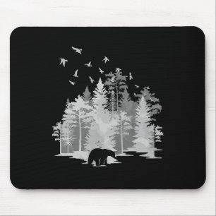 Mousepad Montanhas Pássaros Ao Ar Livre Animal Urso Naturez