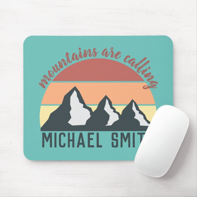 Mousepad Montanhas pastéis vintage estão chamando monograma (Com mouse)