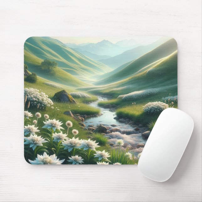 Mousepad Montanhas suíças e Edelweiss (Com mouse)