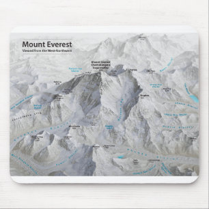 Mousepad Monte o Everest 3D Map com rótulos