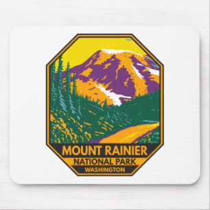Mousepad Monte Rainier National Park Washington Retro 