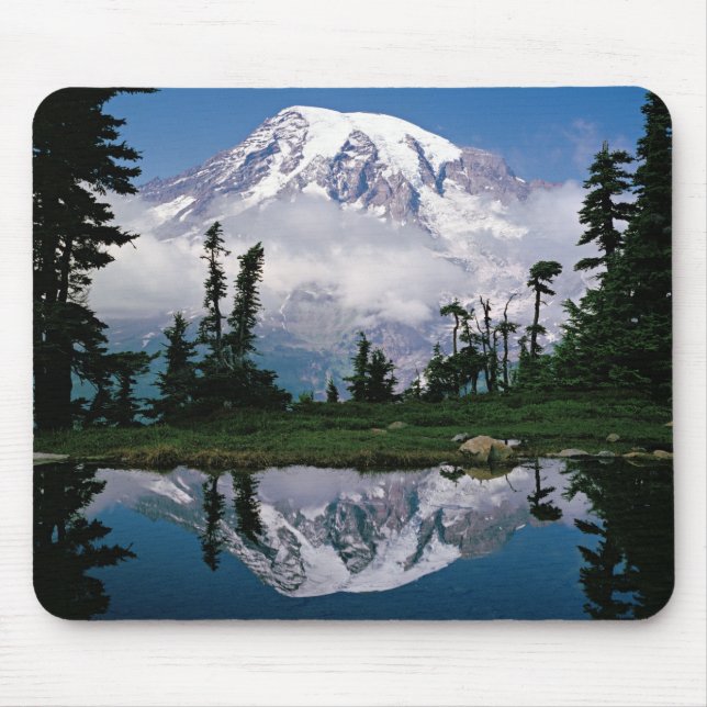 Mousepad Monte Rainier refletido em um lago de montanha (Frente)