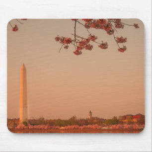 Mousepad Monumento de Washington Sakura no por do sol
