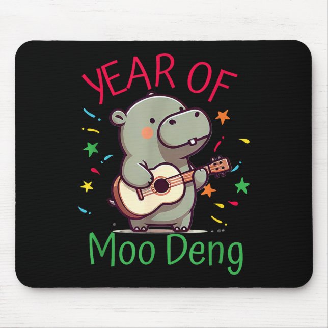 Mousepad Moo Deng Is A Pygmy Hip Happy New Year Funny  (Frente)