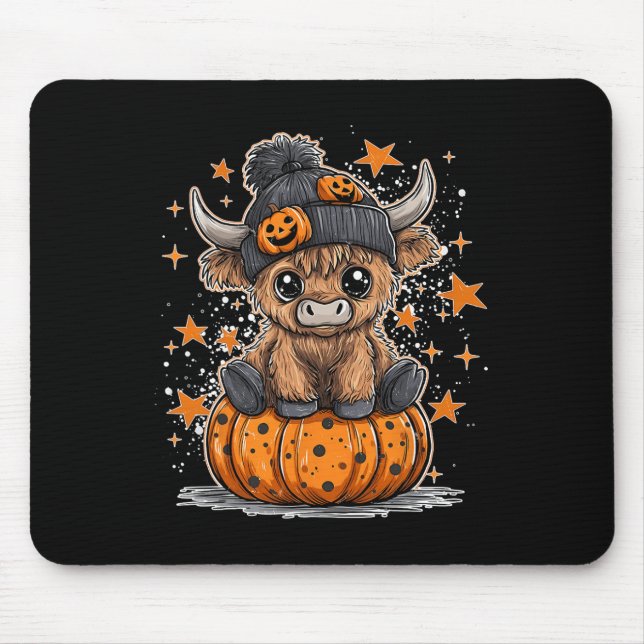 Mousepad Moo Quer Dizer Boo Engraçado Outono Abóbora Vaca H (Frente)