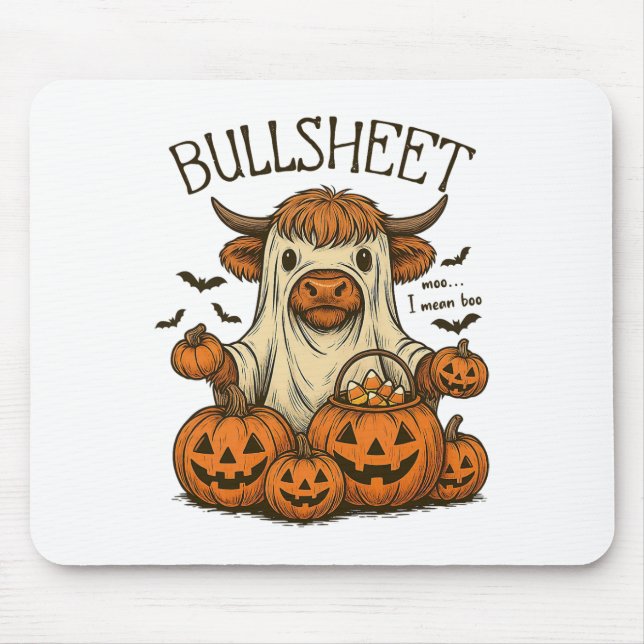 Mousepad Moo. Quero Dizer Boo Bullsheet Vaca Fantasma Hallo (Frente)