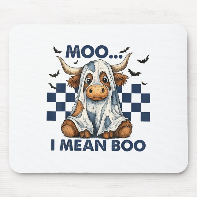Mousepad Moo Retro Quero Dizer Boo Blue Denim Dia de as Bru (Frente)