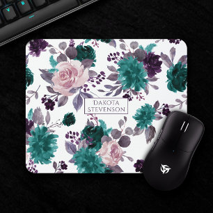 Mousepad Moody Boho   Horário Floral Roxo-EggPlant
