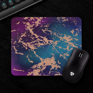 Mousepad Moody Marble   Rosa de Teto Roxo Profundo Dourado
