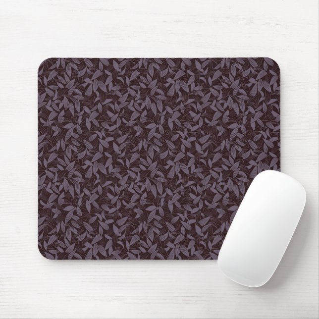 Mousepad Moody Modern Chic Botanic Leaf Dark Roxo (Com mouse)