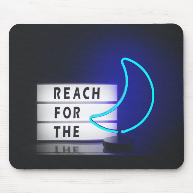 Mousepad Moon Art Reach for the Moon Sign Typographics Imag (Frente)