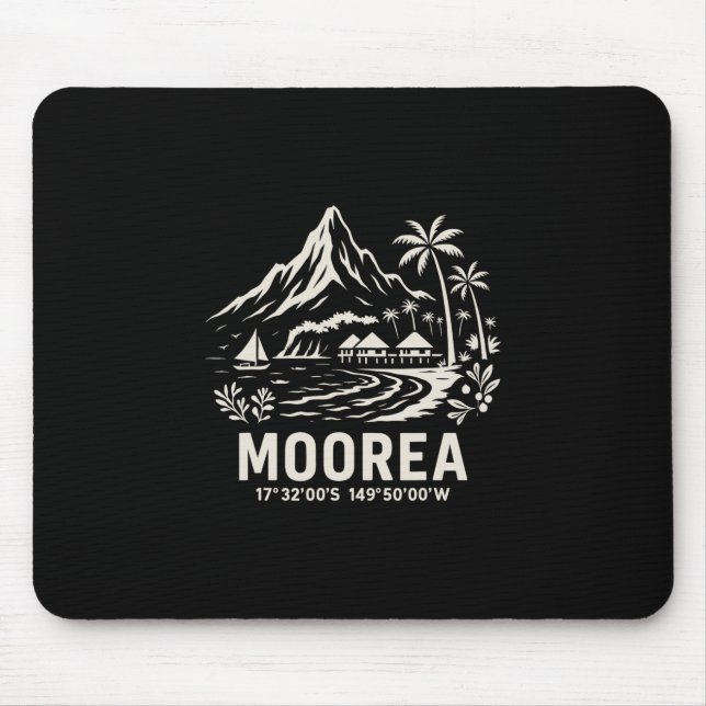 Mousepad Moorea Island French Polynesia Beach Vacation  (Frente)