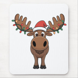 Mousepad Moose da árvore de Natal Luz Engraçada Xmas Moose 