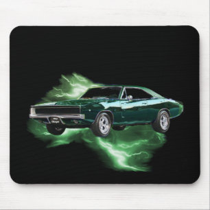 Mousepad Mopar: 'Carregador de 68 Dodge com relâmpago verde