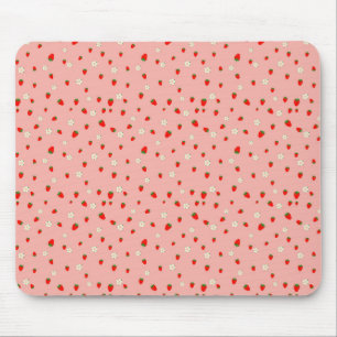Mousepad Morangos e Flores Padrão