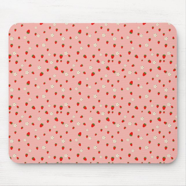 Mousepad Morangos e Flores Padrão (Frente)