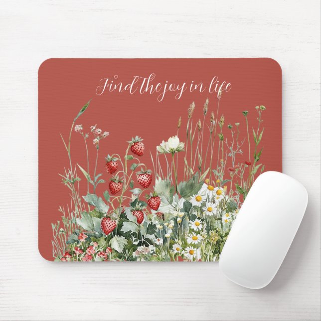 Mousepad Morangos Flores de Margarida (Com mouse)