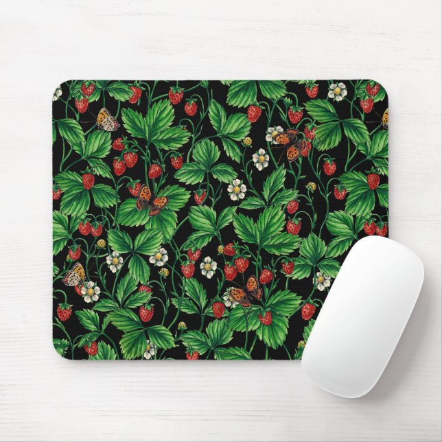 Mousepad Morangos selvagens a preto (Com mouse)