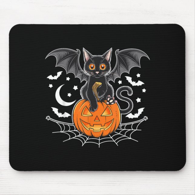 Mousepad Morcego Halloween _ Gato Preto Asas de Morcego Gat (Frente)