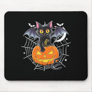 Mousepad Morcego Halloween _ Gato Preto Asas de Morcego Gat