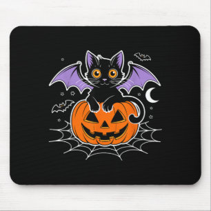 Mousepad Morcego Halloween _ Gato Preto Asas de Morcego Gat