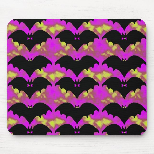 Mousepad Morcegos E Arcos Amarelos Rosa (Frente)