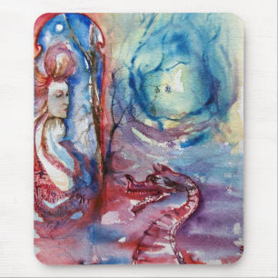 Mousepad MORGANA / Magia e Mistério ,Fantasia Azul Rosa