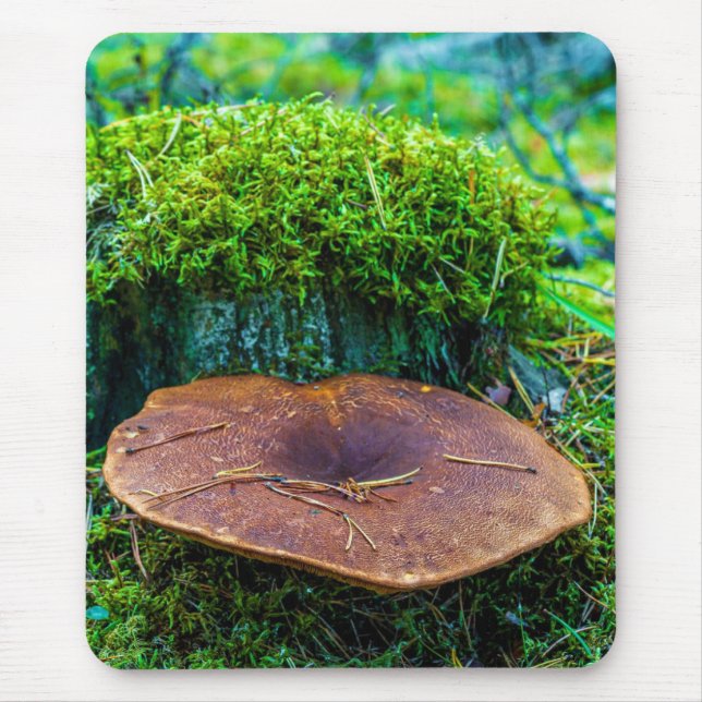 Mousepad Morrel cogumelo verde grama natural (Frente)