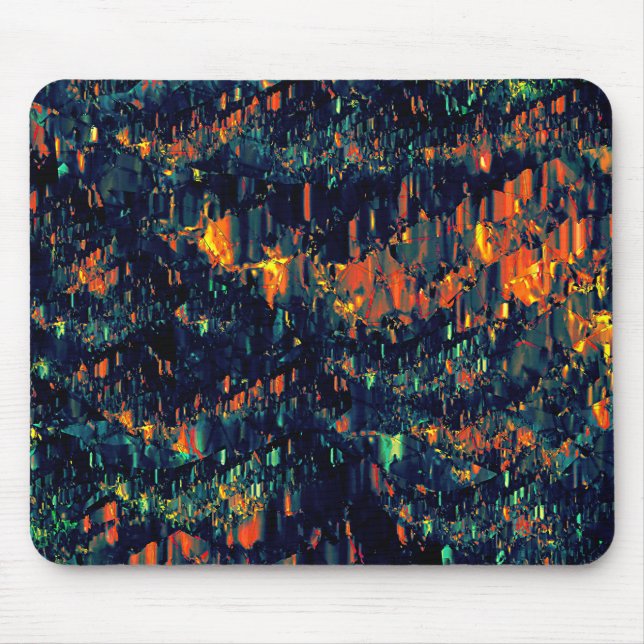 Mousepad Mosaico abstrato de fogueira deslocada em verde (Frente)