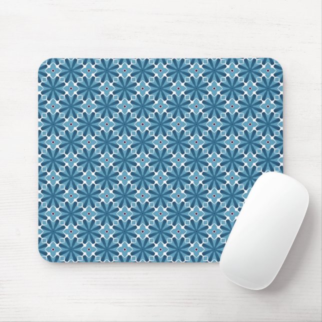 Mousepad Mosaico Branco e Azul (Com mouse)