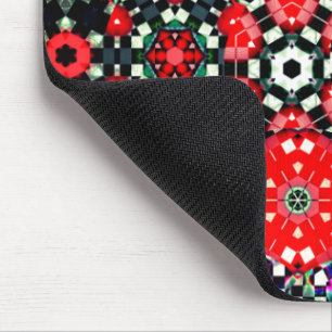 Mousepad Mosaico do hexágono de xadrez caleidoscópico, verm