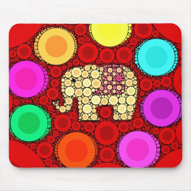 Mousepad Mosaico vermelho Funky dos círculos concêntricos (Frente)