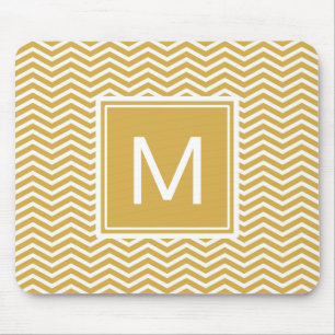 Mousepad Mostarda Espicante Moderna, Chevrons Amarelos e Mo