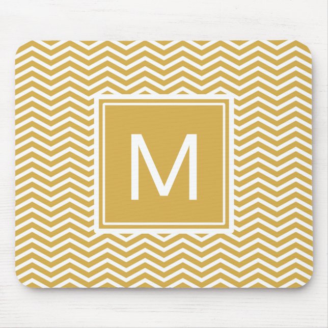 Mousepad Mostarda Espicante Moderna, Chevrons Amarelos e Mo (Frente)