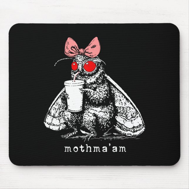 Mousepad Mothmaam Mothman Engraçado Bebendo Café Críptido (Frente)
