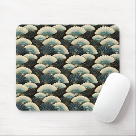 Mousepad Motif de Ventilador Dourado e Teal, inspirado no J