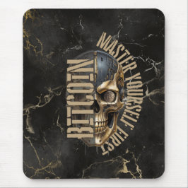Mousepad Motivação BTC | Caveira | Mármore Dourado