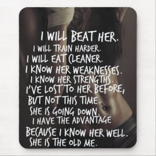 Mousepad Motivação do trabalho feminino, eu vencerei o velh
