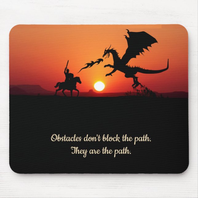 Mousepad Motivação Inspiracional Fantasy Dragon Knight (Frente)