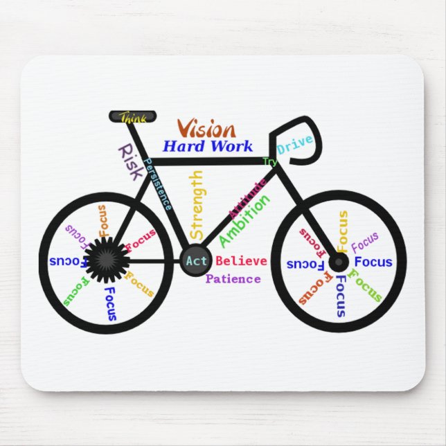 Mousepad Motivational Bike, Cycle, Biking, Esportes Palavra (Frente)