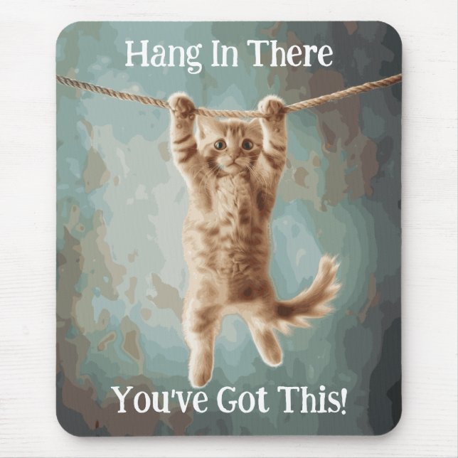 Mousepad Motivational Funny Hang in There Cat Poster (Frente)
