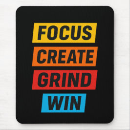 Mousepad Motivational Quote Art – Focus Create Grind Win