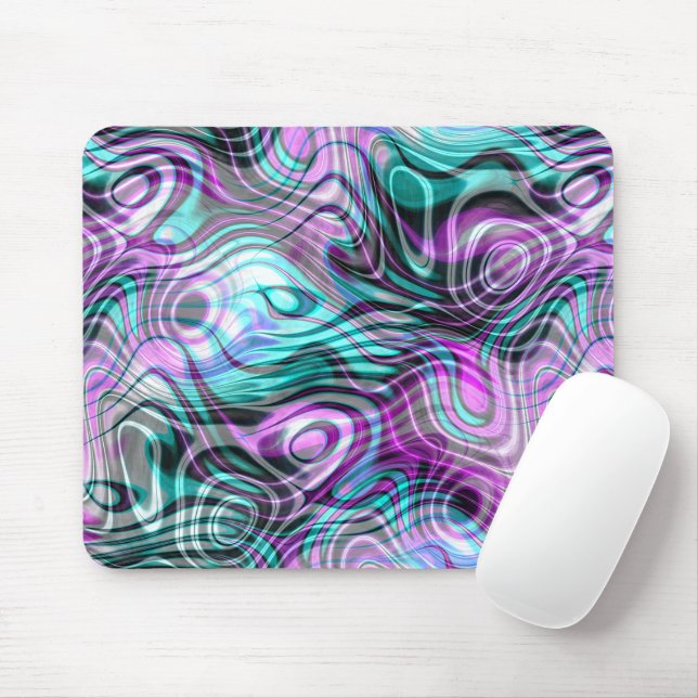 Mousepad Motivo de Arte com Redemoinhos de Mármore Moderno  (Com mouse)
