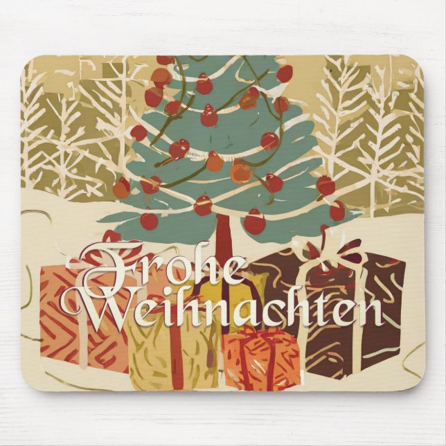 Mousepad Motivo de Natal, com presentes debaixo da árvore d (Frente)