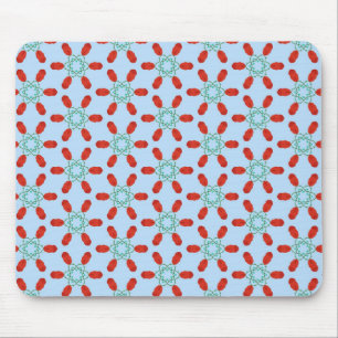 Mousepad motivos florais em azul verde padrão geométrico de