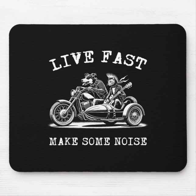 Mousepad Motocicleta De Cachorro E Gato Jogando Violão (Frente)