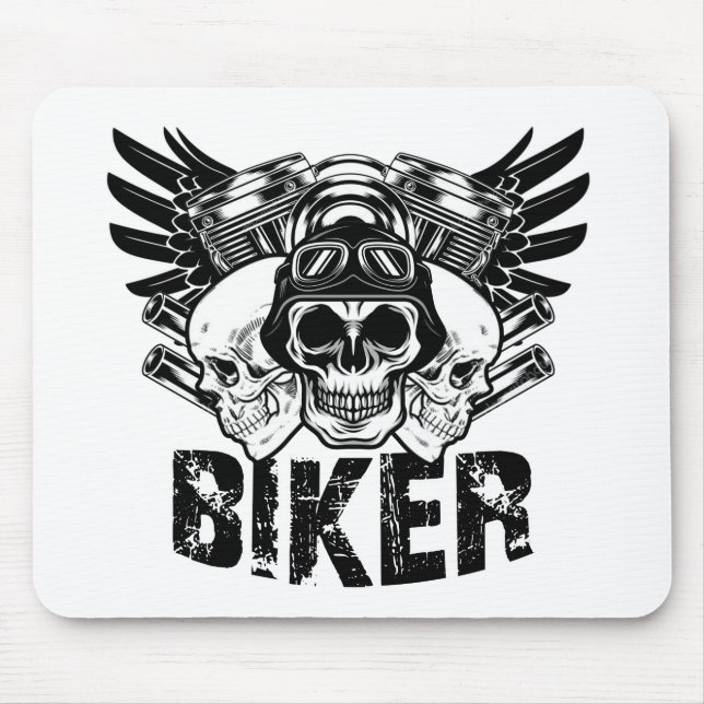 Mousepad motociclista do crânio (Frente)